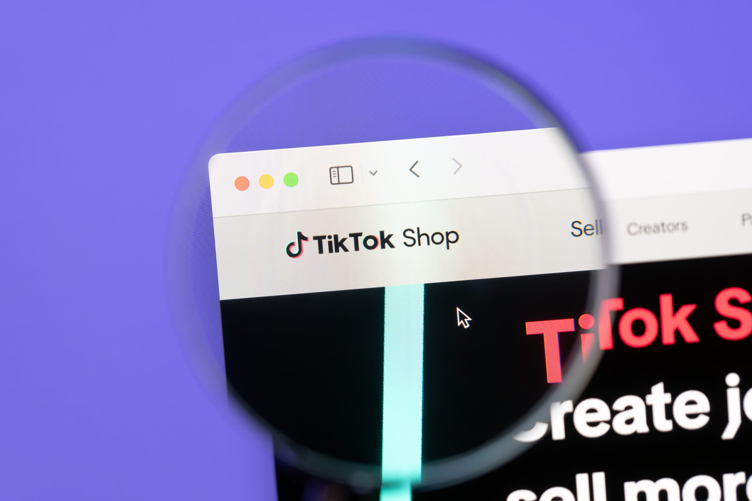 Página do TikTok Shop na internet.